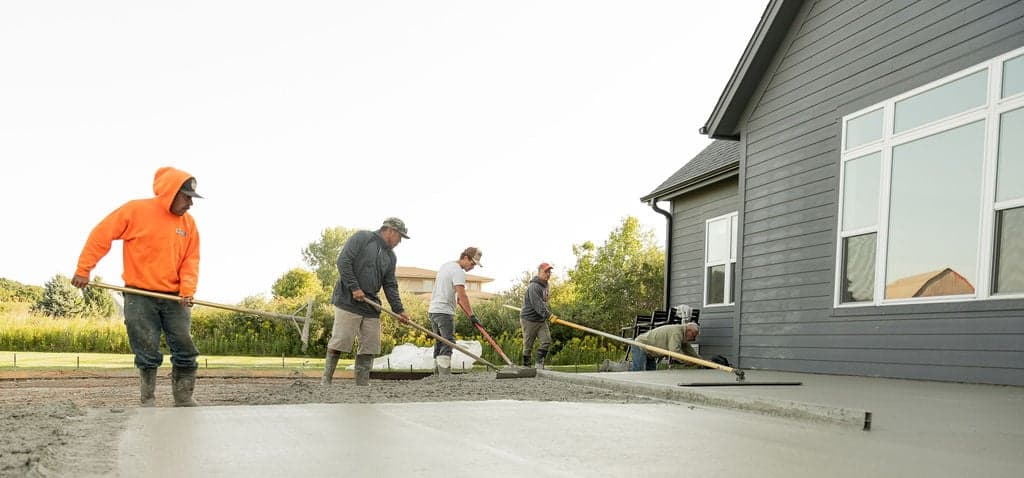 Expert crew floating concrete patio with precision
